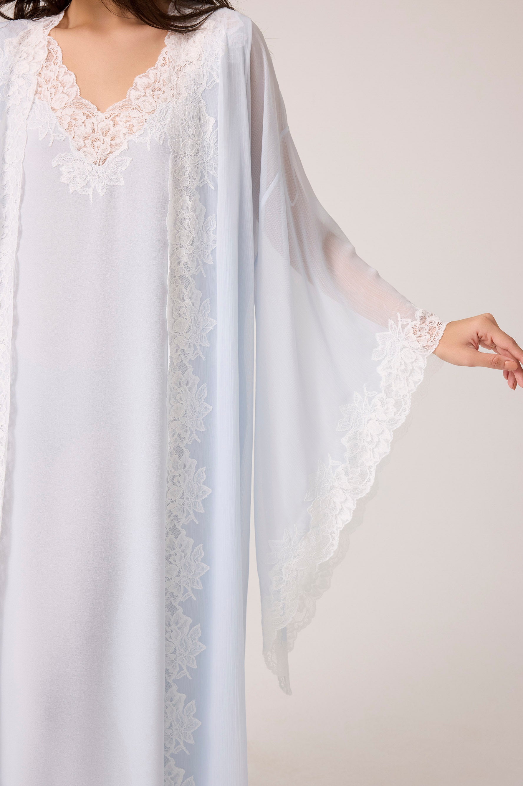 Irina Silky Chiffon Robe Set Baby Blue