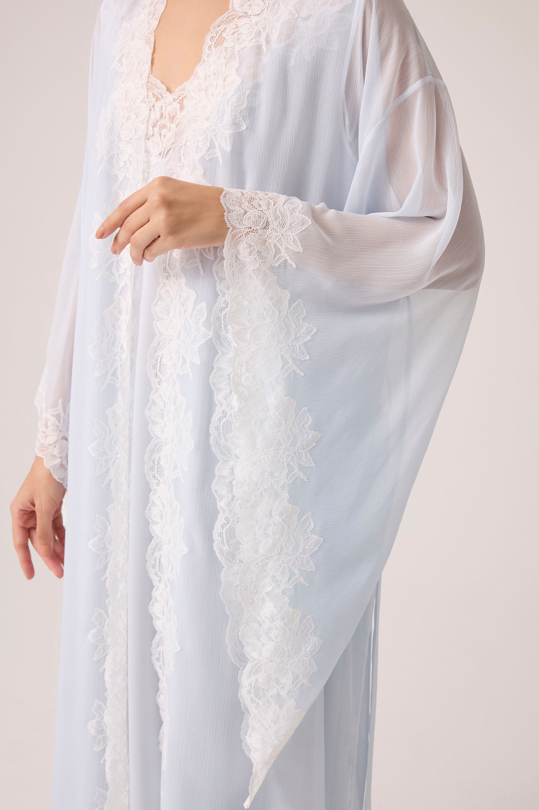 Irina Silky Chiffon Robe Set Baby Blue