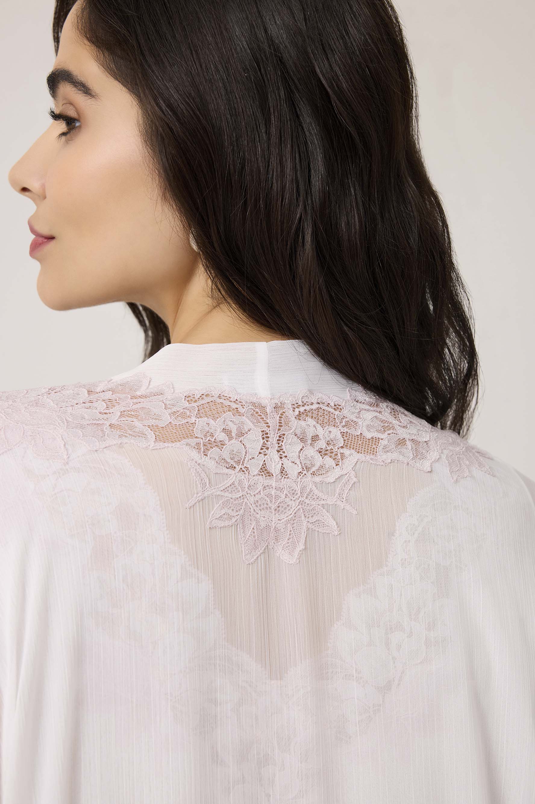 Sofia Silky Chiffon Robe Set Off White