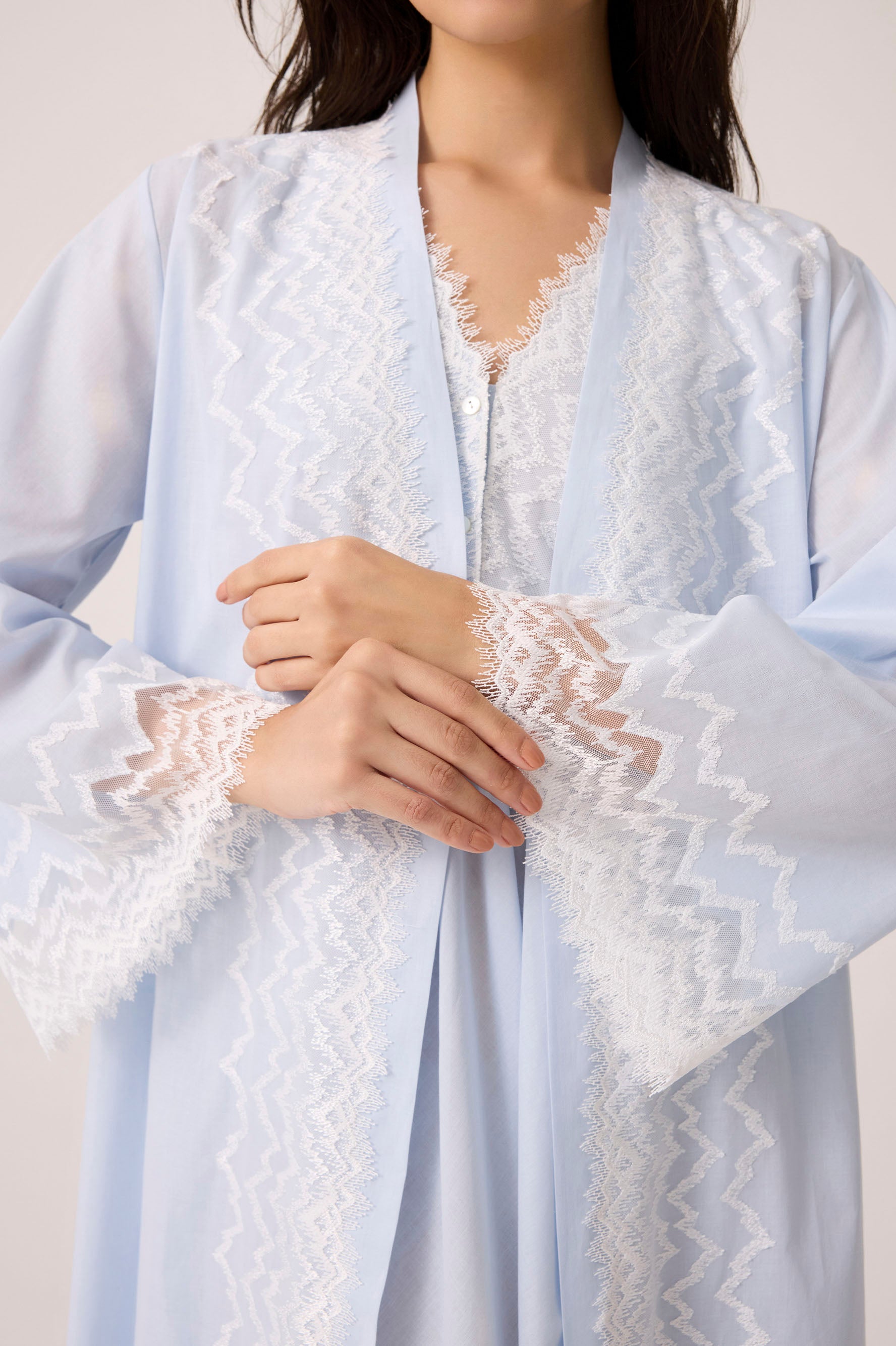 Yasmine Cotton Robe Set Baby Blue