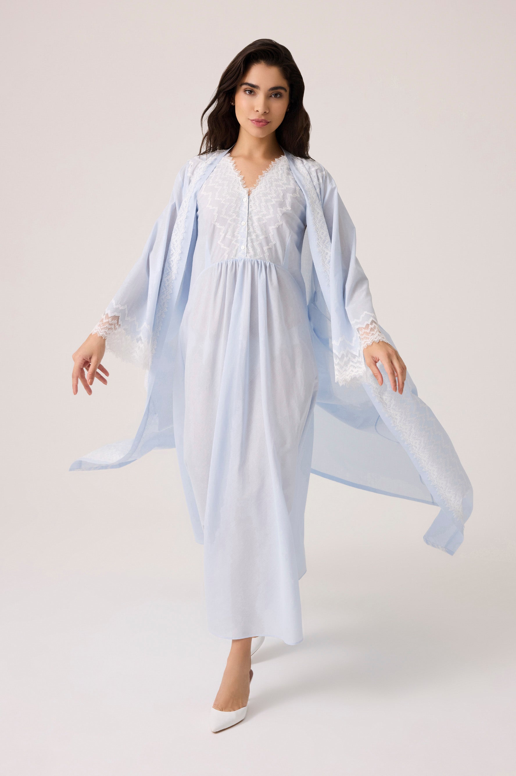Yasmine Cotton Robe Set Baby Blue