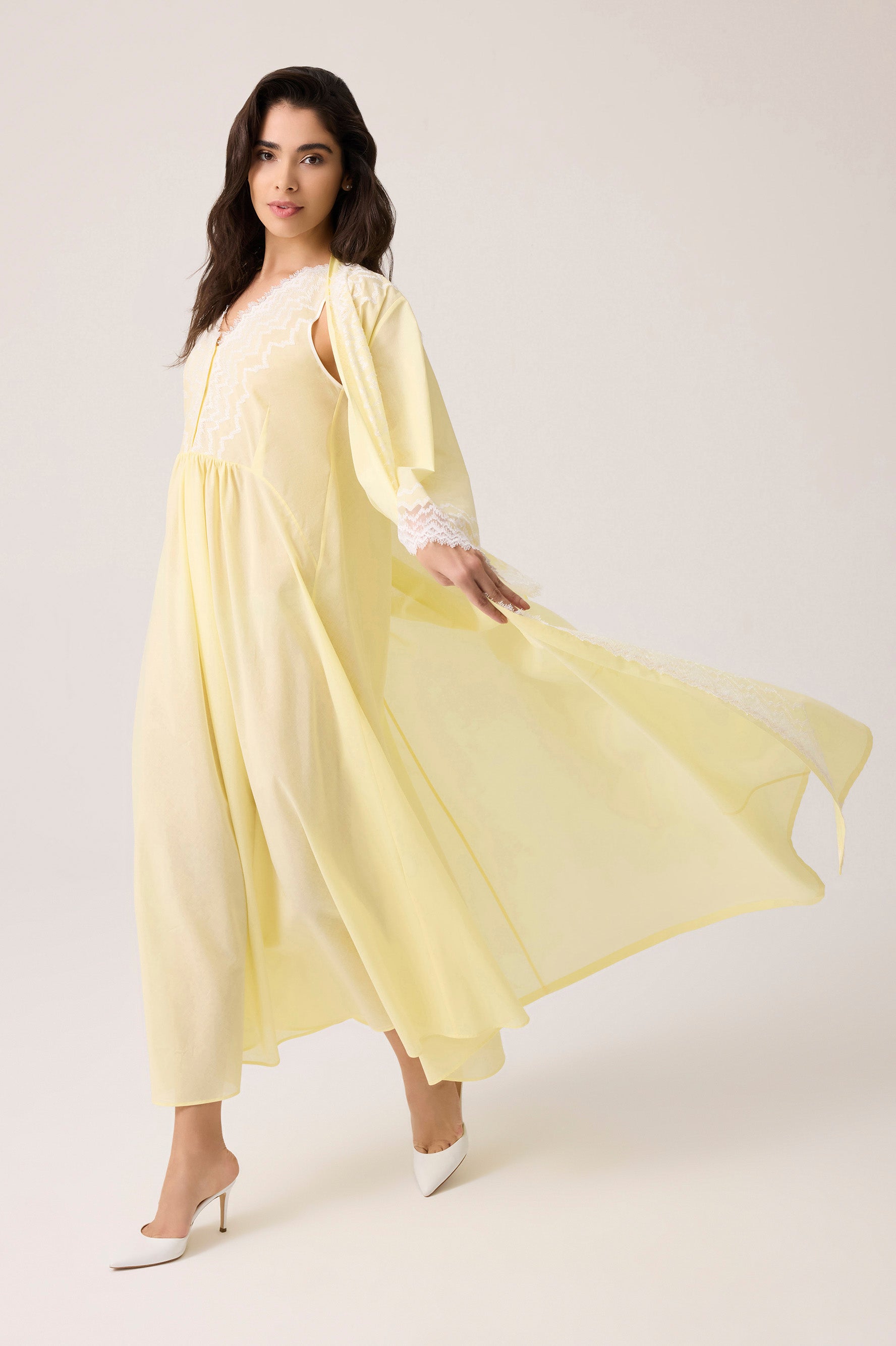 Yasmine Cotton Robe Set Yellow