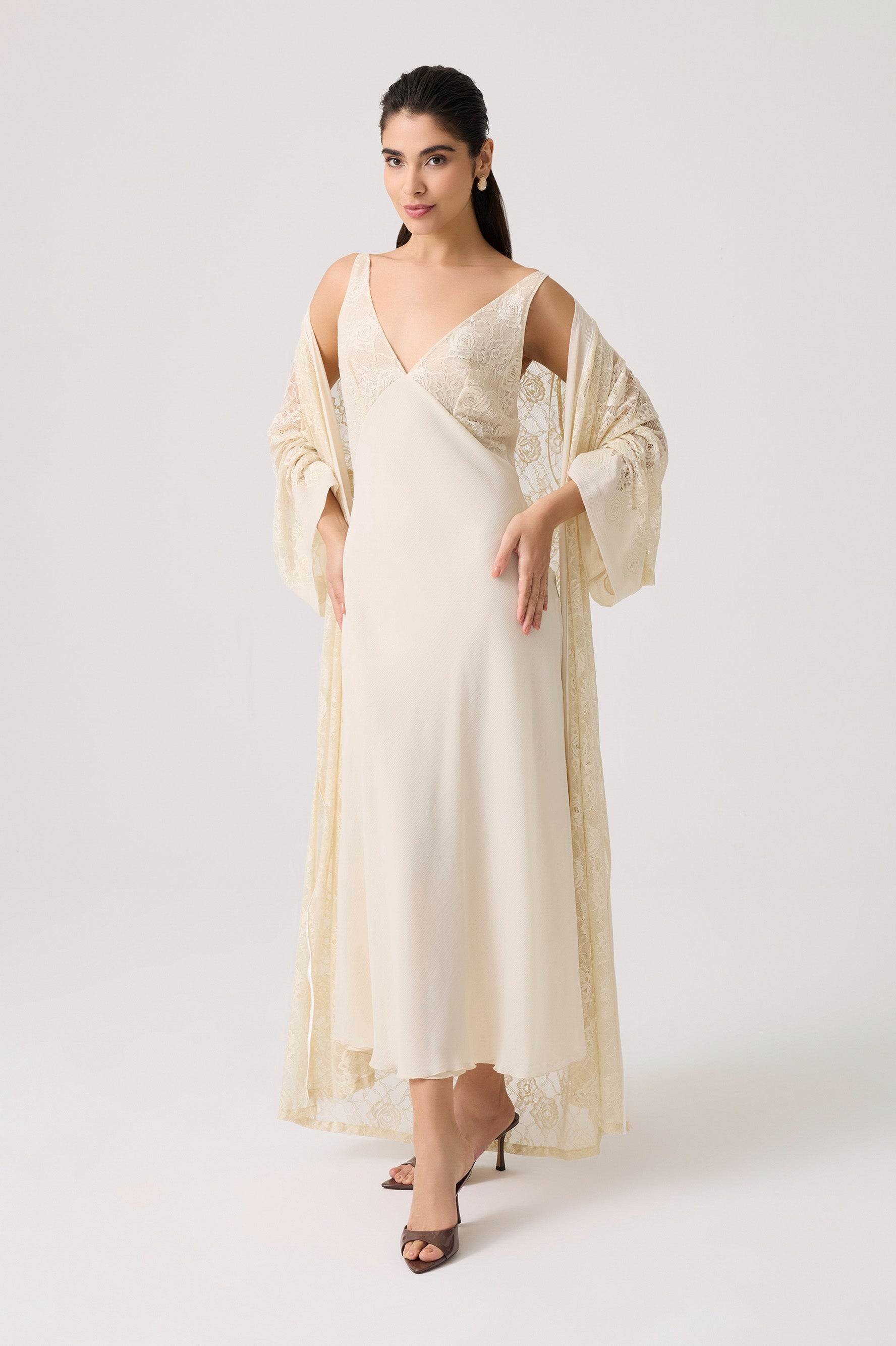 Lumi Silky Chiffon Robe Set Honey