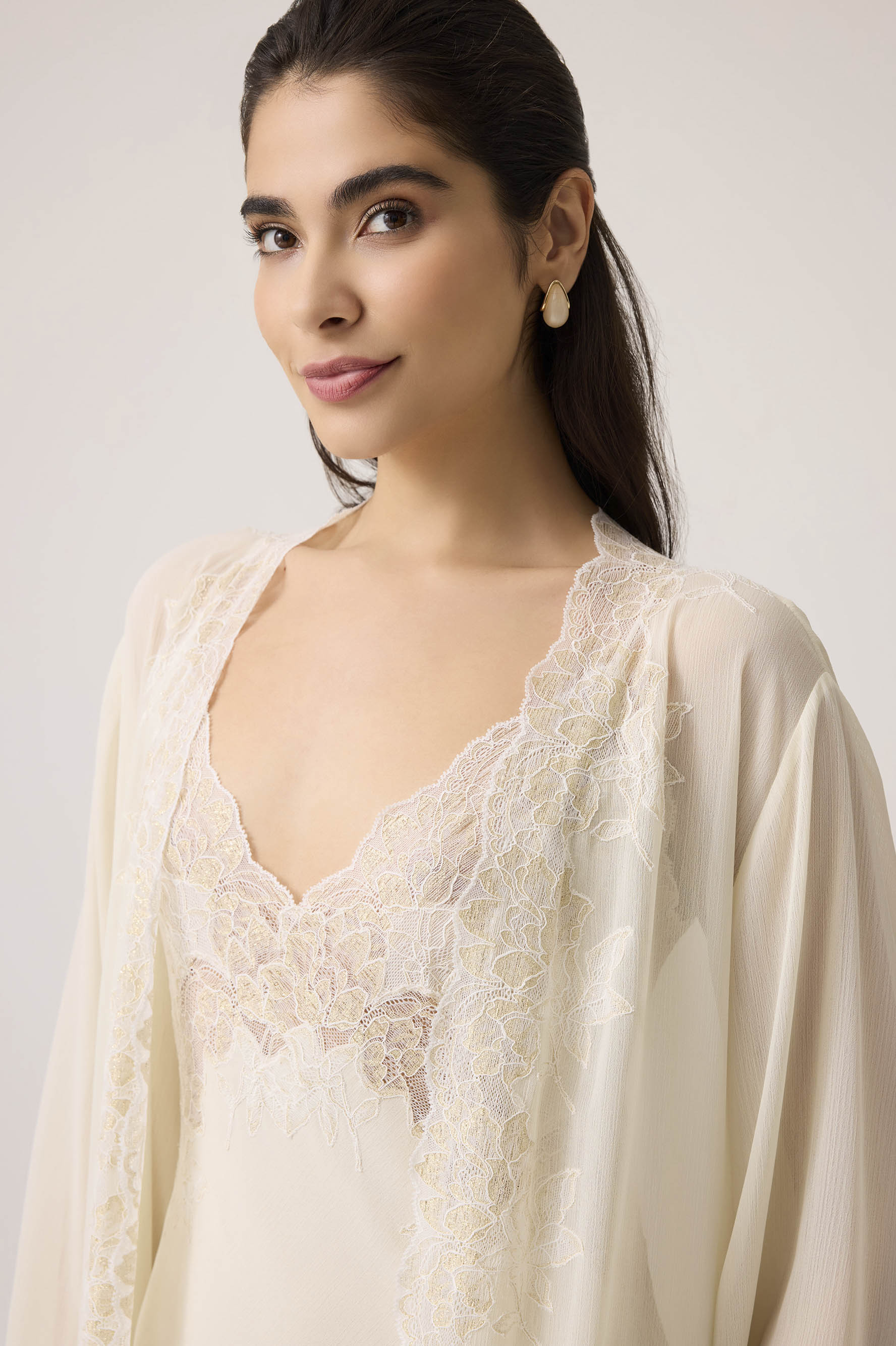 Malaika Silky Chiffon Robe Set Honey