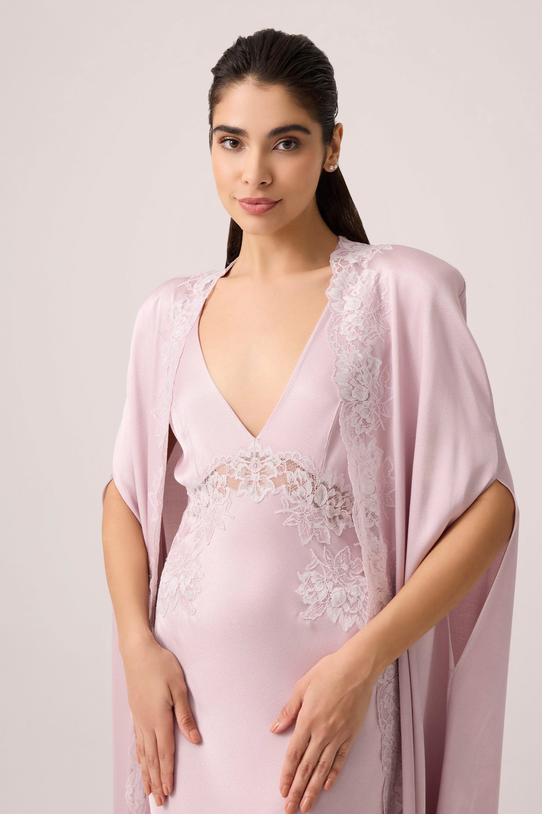 Beatrice Silky Rayon Cape Set Powder