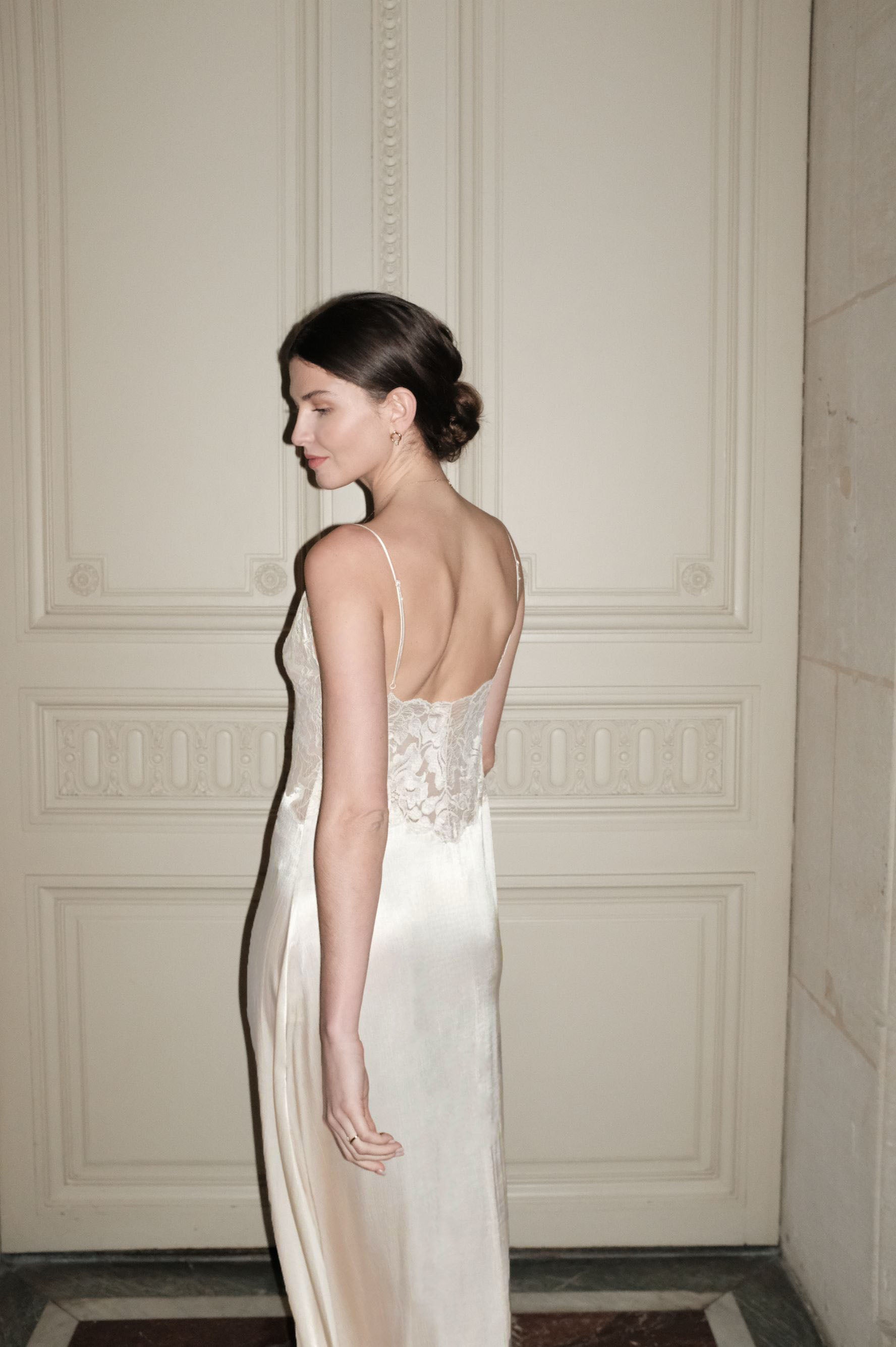 Charlotte - Trimmed Silky Robe Set with Inner Nightie - Vanilla