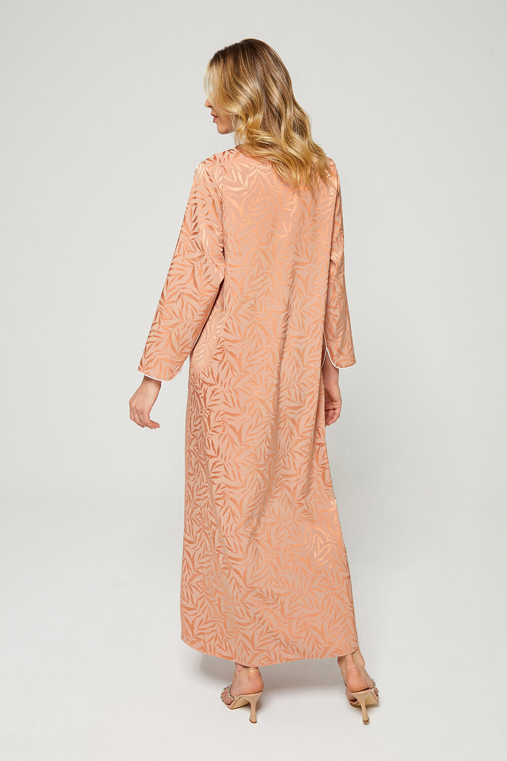 Sienna - Luxury Patterned and Zippered Rayon Full Length Dress - Dark Nude