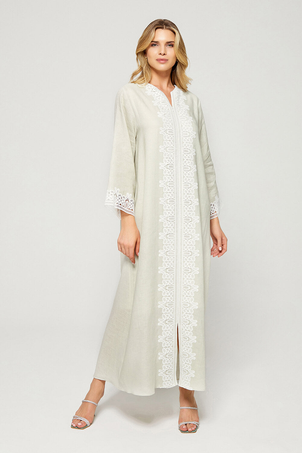 Loukia - Linen Long Zippered Dress - Nile Green