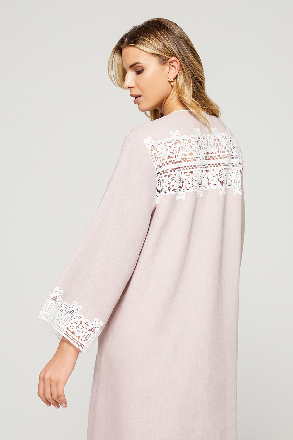 Loukia - Linen Long Zippered Dress - Powder