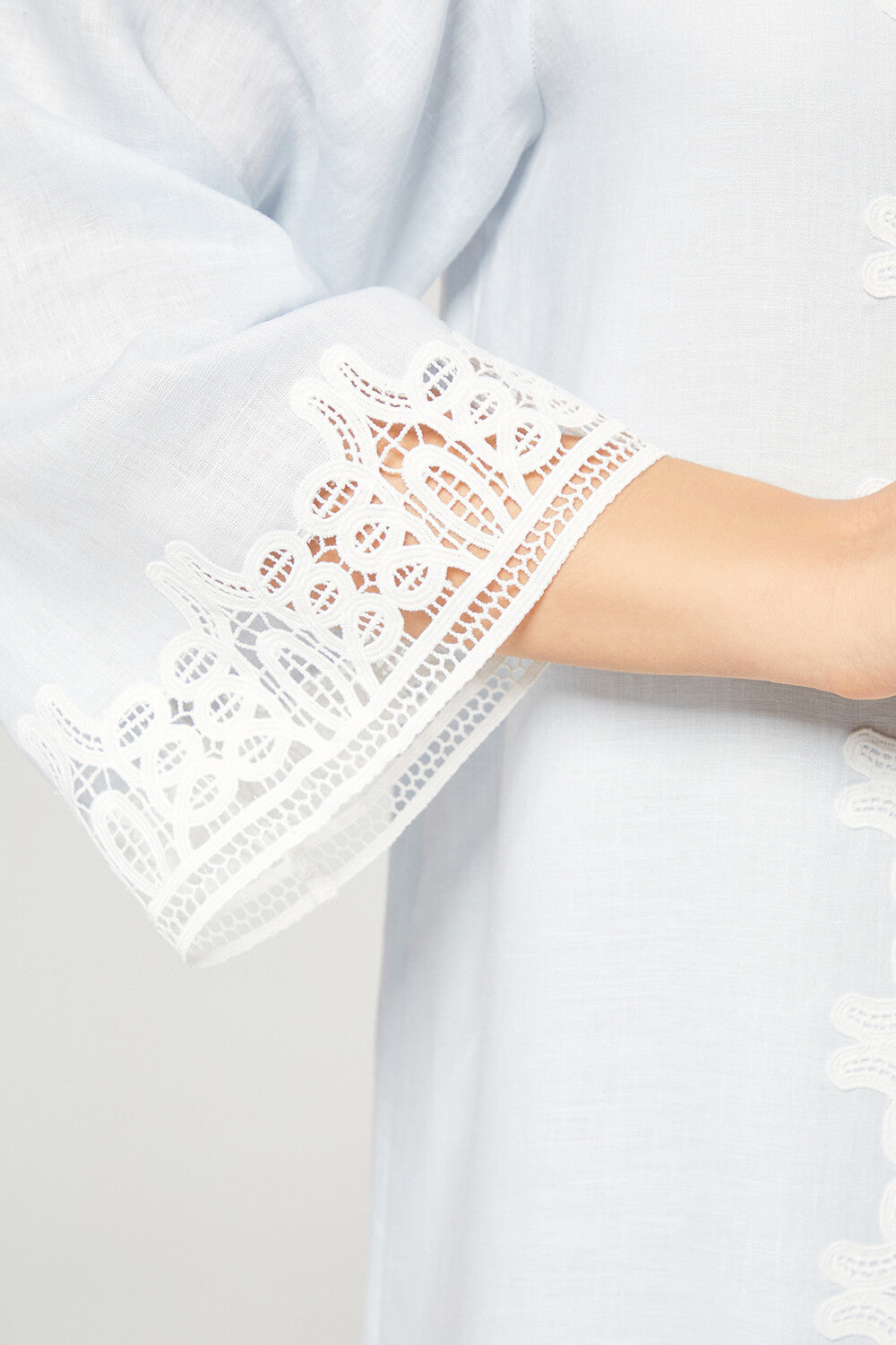 Loukia - Linen Long Zippered Dress - Baby Blue