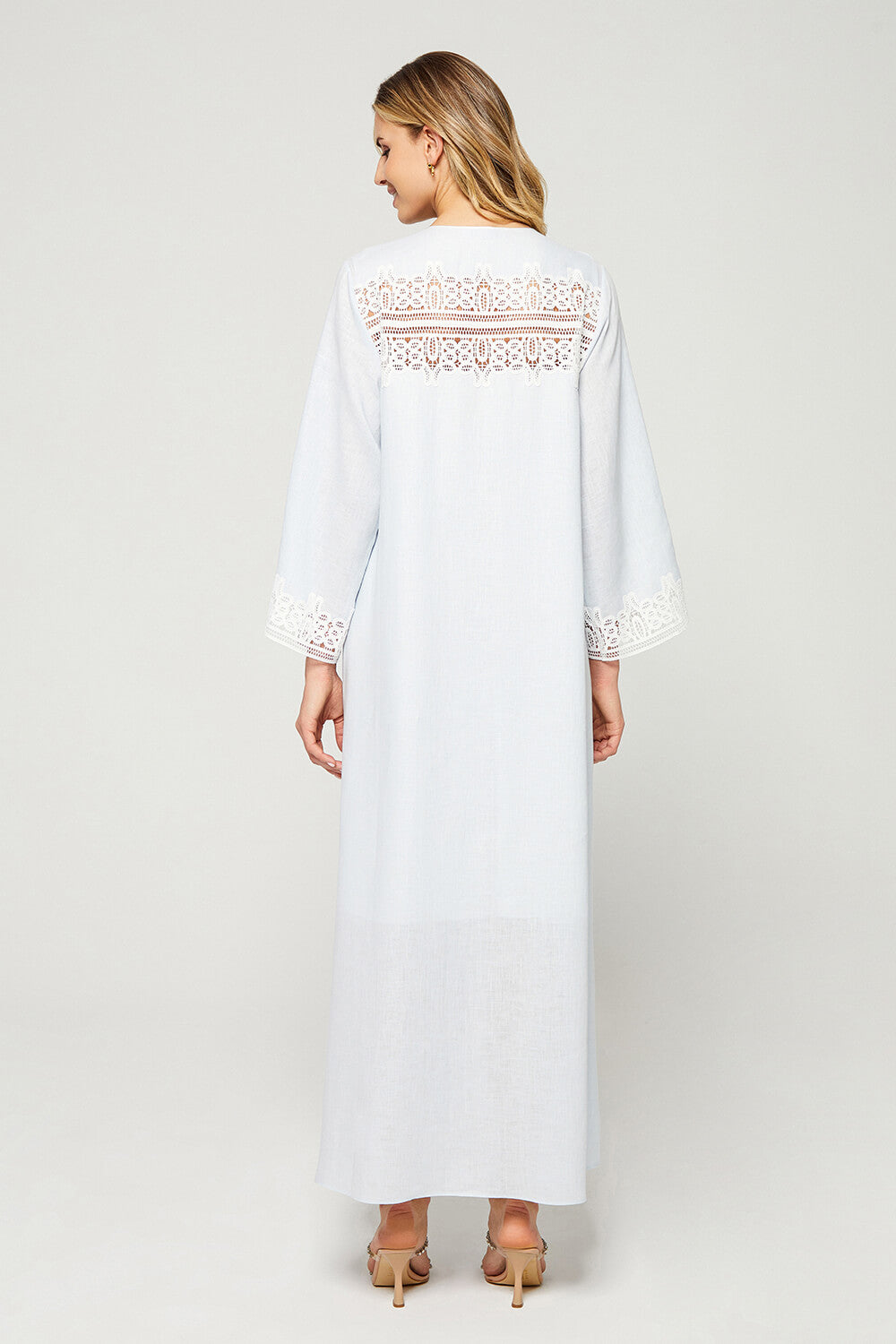 Loukia - Linen Long Zippered Dress - Baby Blue