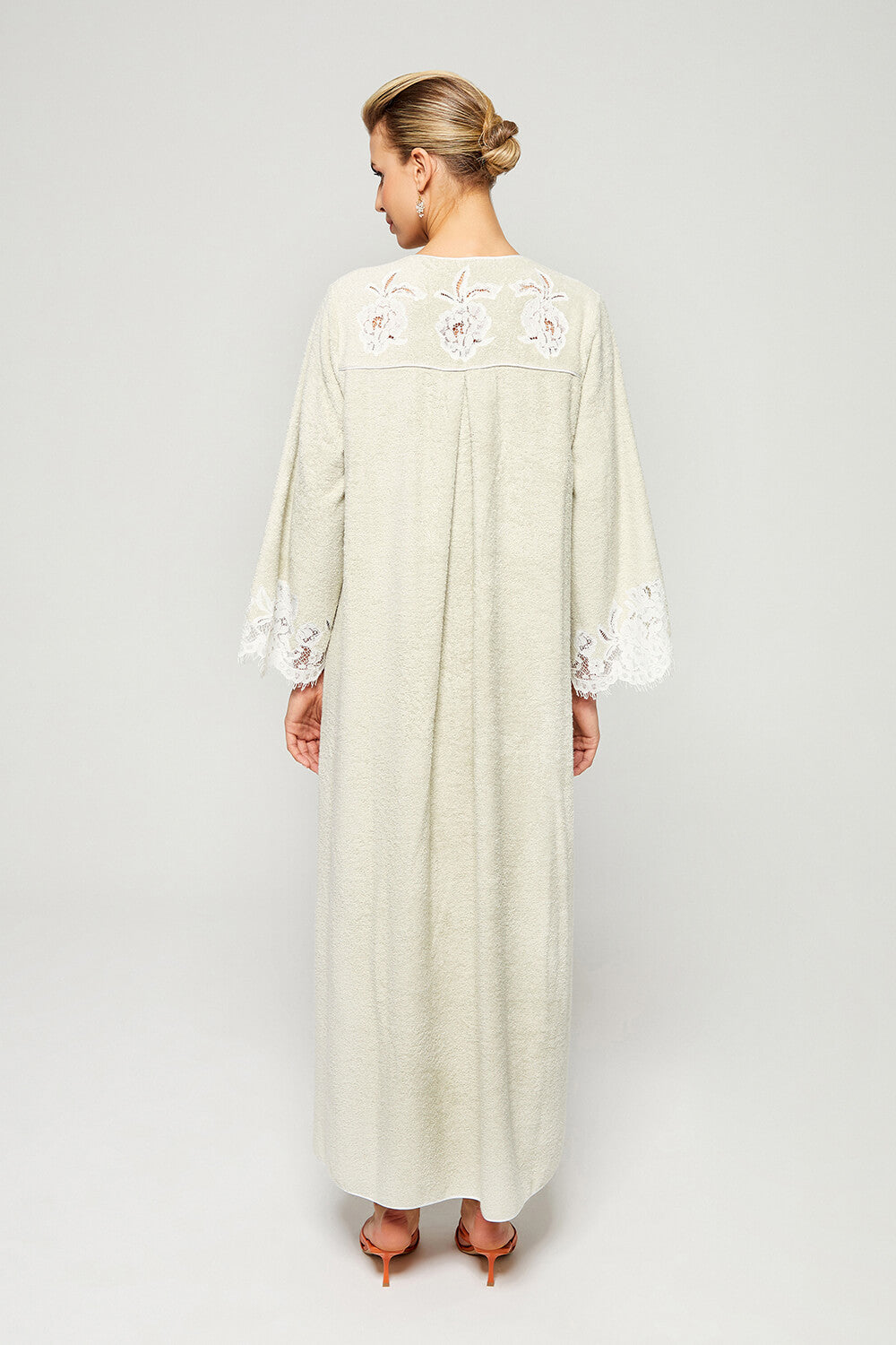 Alia- Zippered and Trimmed Cotton Bathrobe - Beige