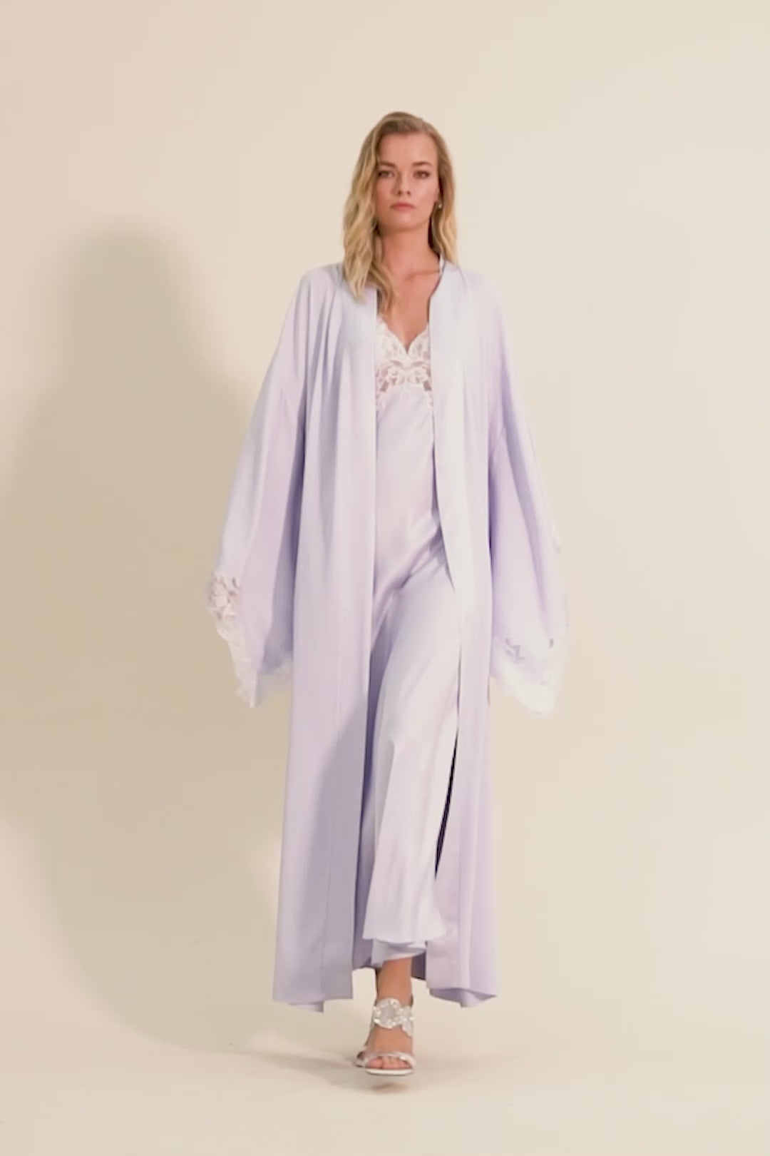 Heidi - Long Rayon Robe Set - Ice Blue