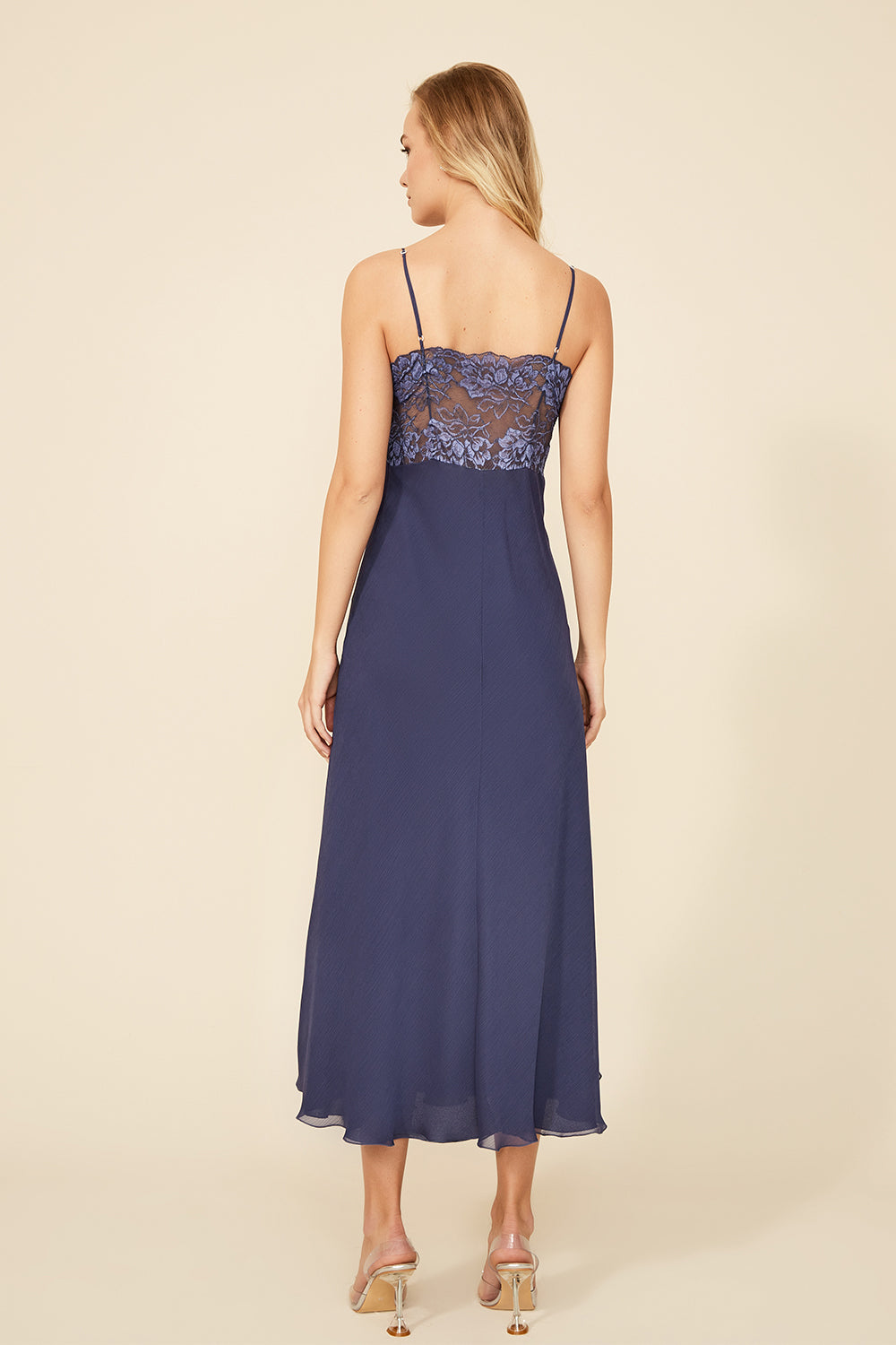 Sapphire - Long Silky Robe Set - Navy Blue