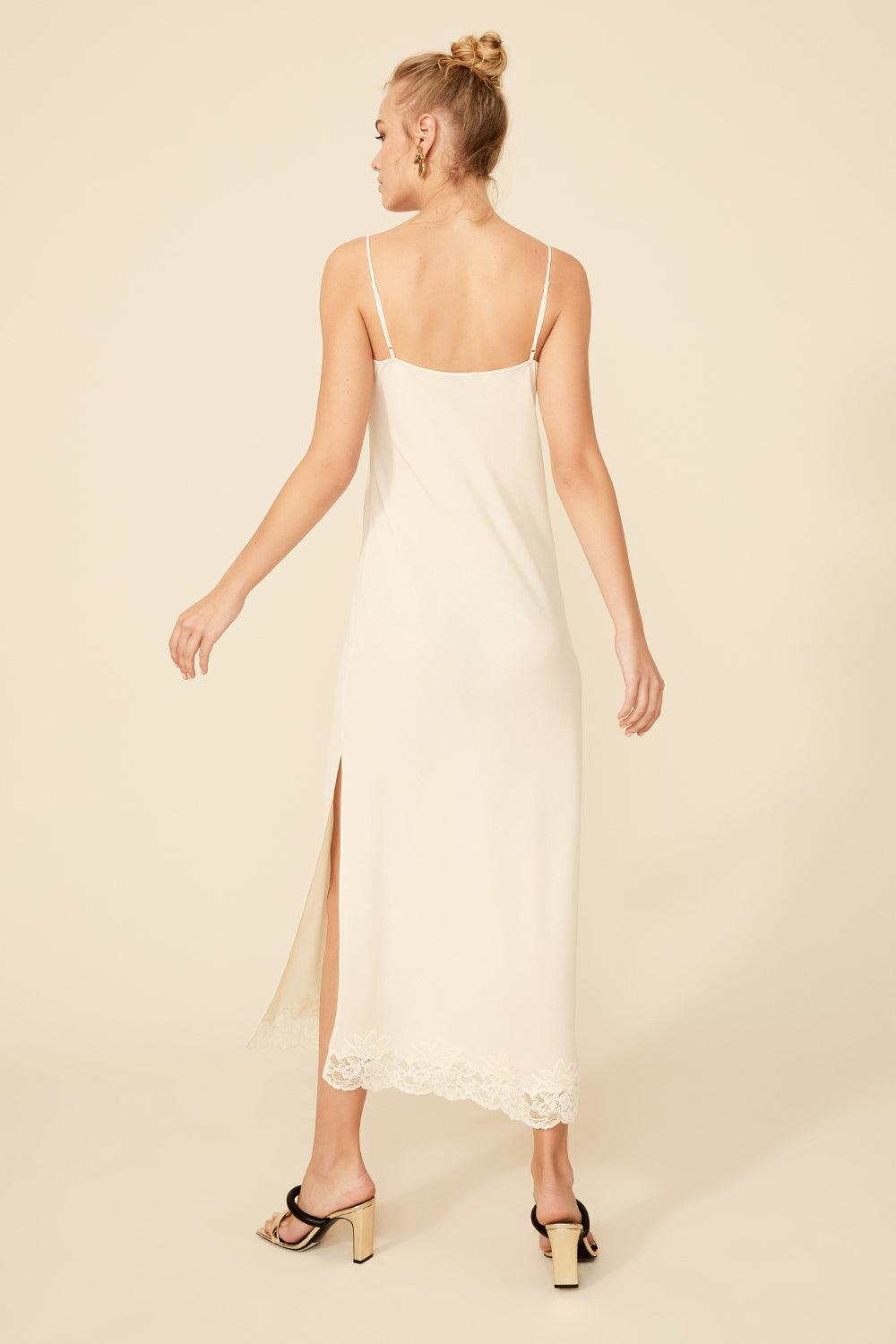 Abby - Long Silk Buttoned Nightgown - Honey - Bocan