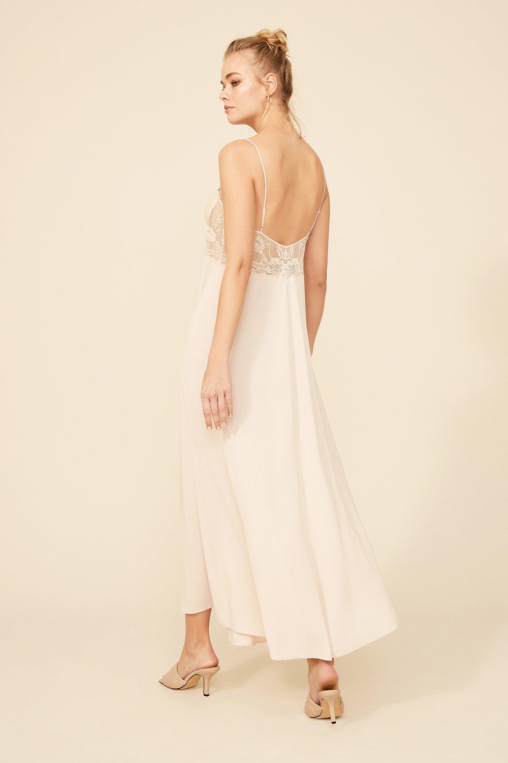 Alana - Long Silk Chiffon Robe Set with Fanlike Sleeve- Sand - Bocan