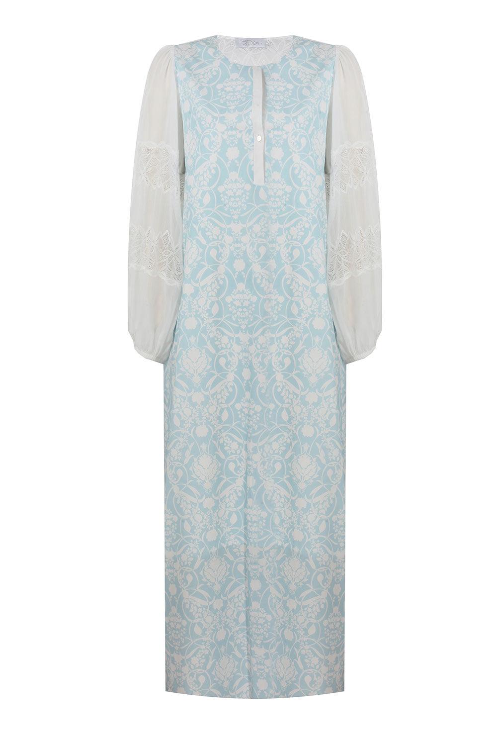 Amelia - Poplin Buttoned Maxi Dress Printed - Bocan