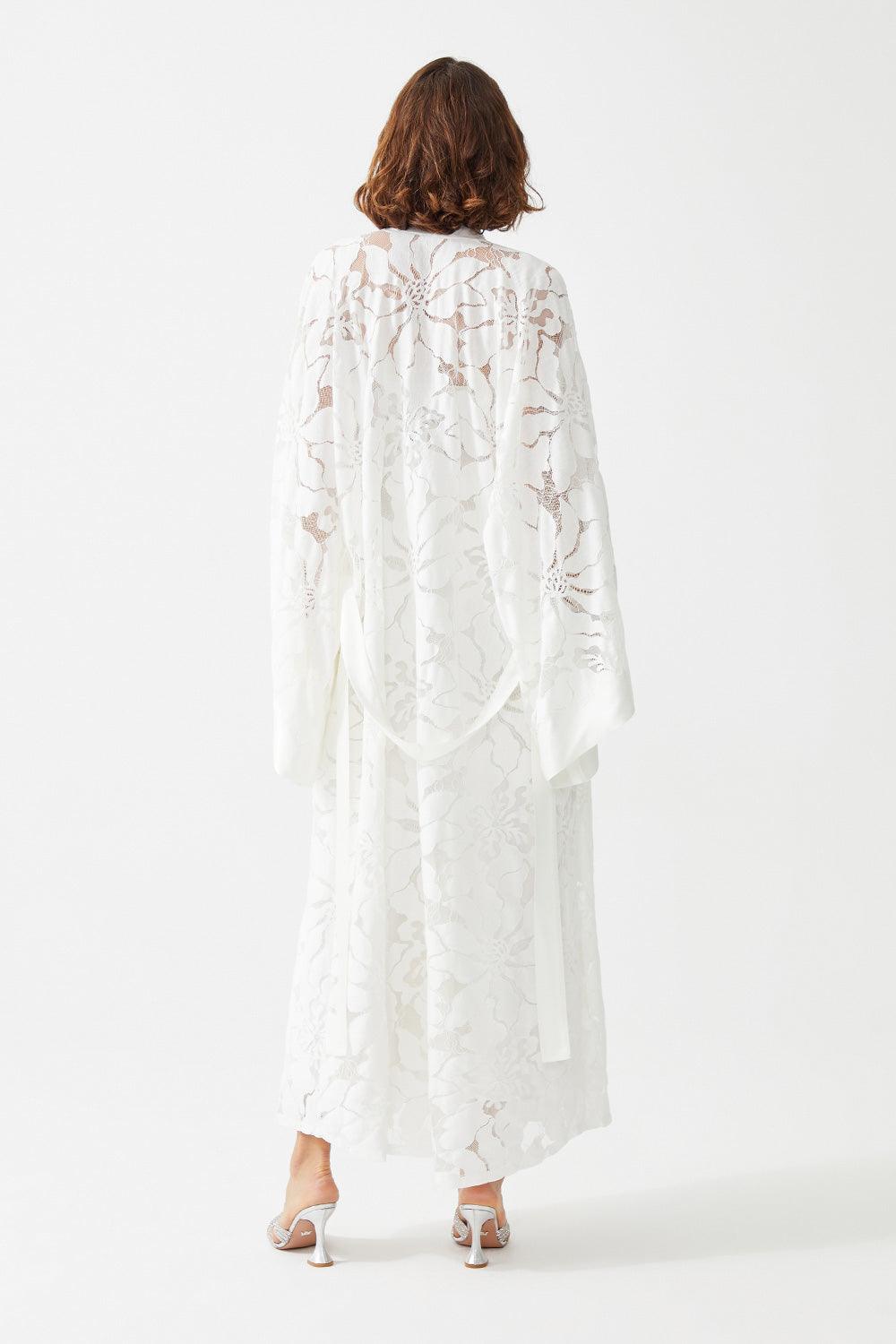 Bellis Long Rayon Trimmed with Lace Robe Set - Bocan