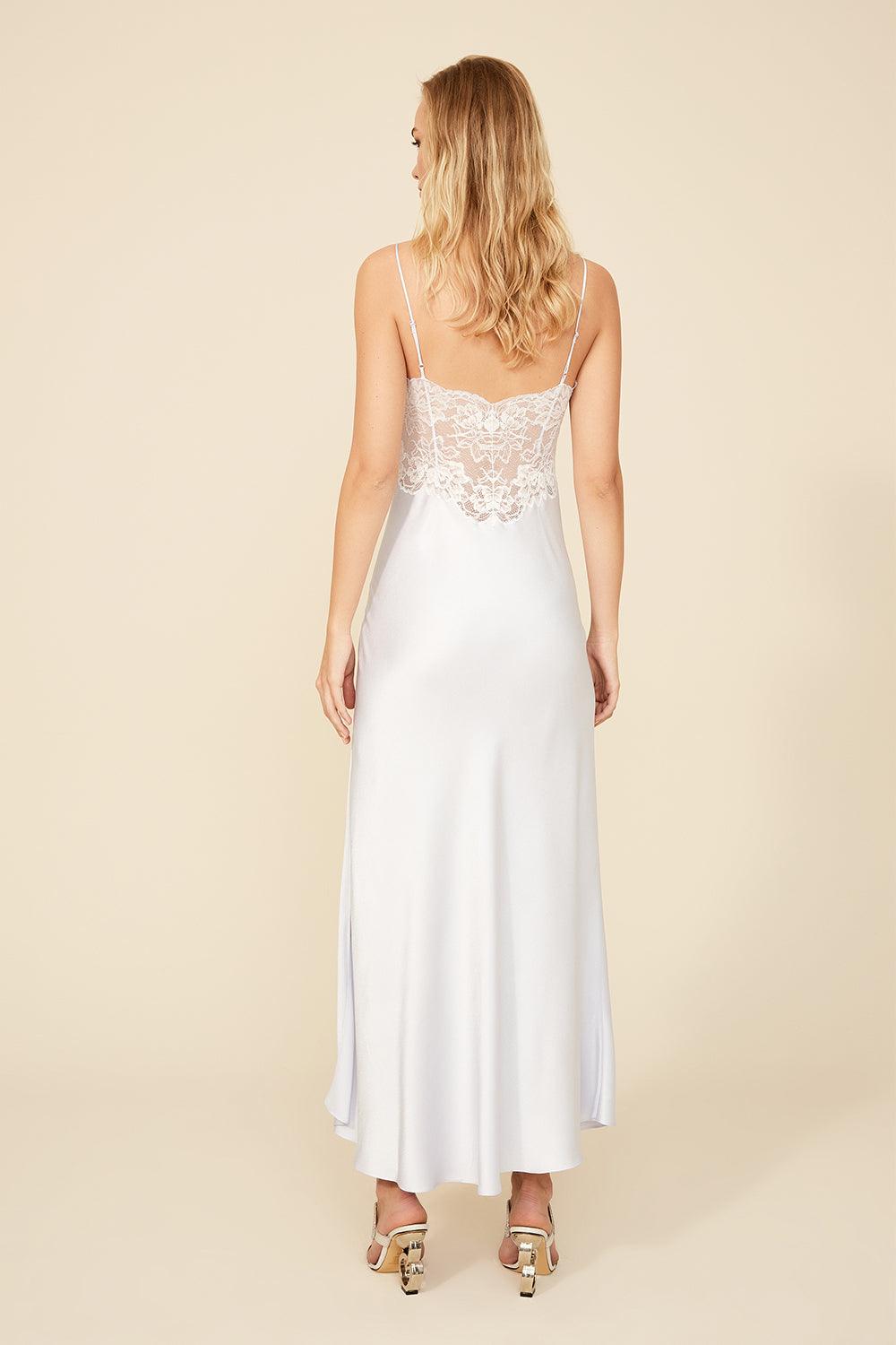 Caroline - Long Rayon Strapped Nightgown - Ice Blue - Bocan