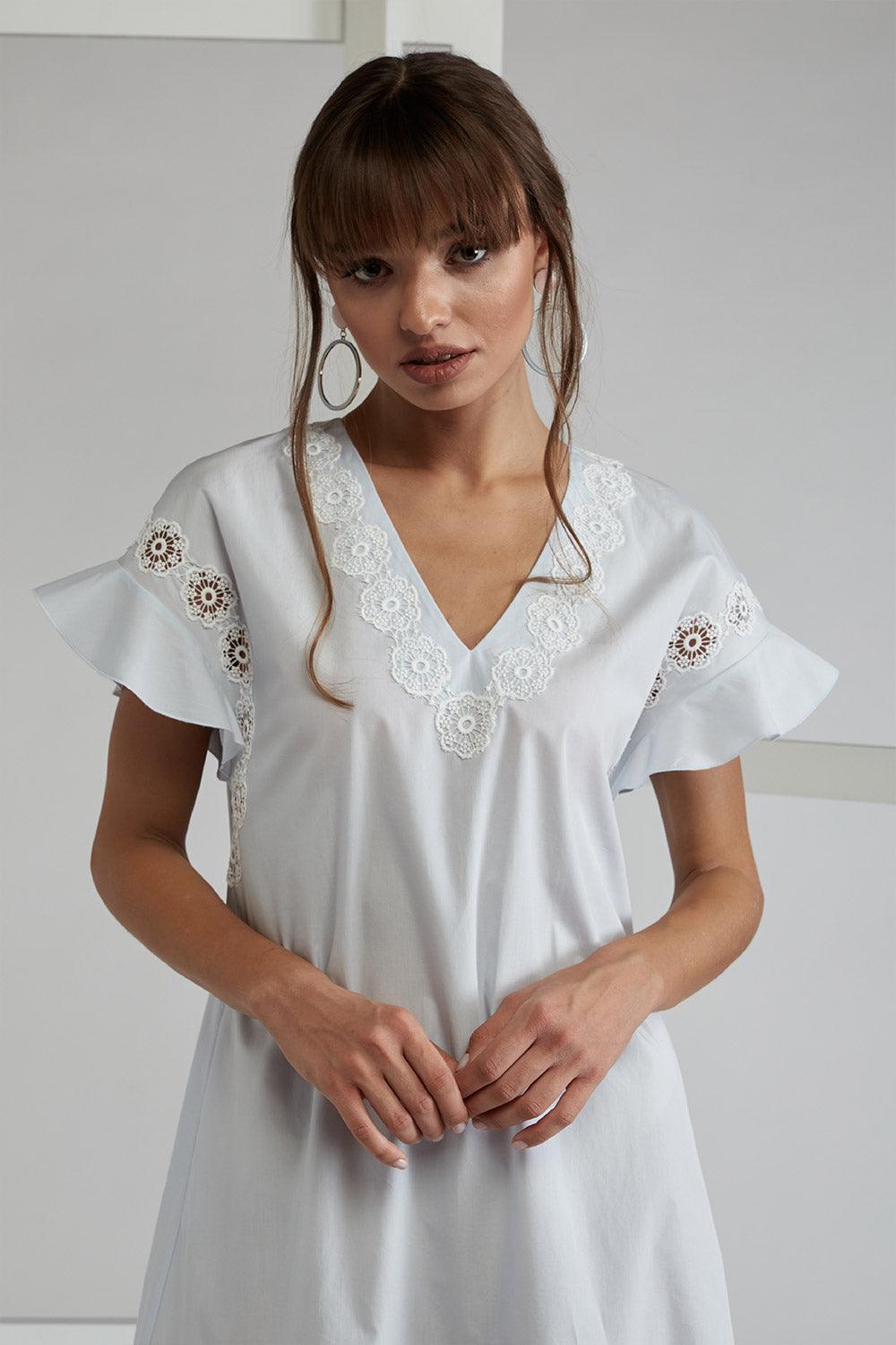 Cotton Poplin Dress Light Blue - Miss Bocan - Bocan