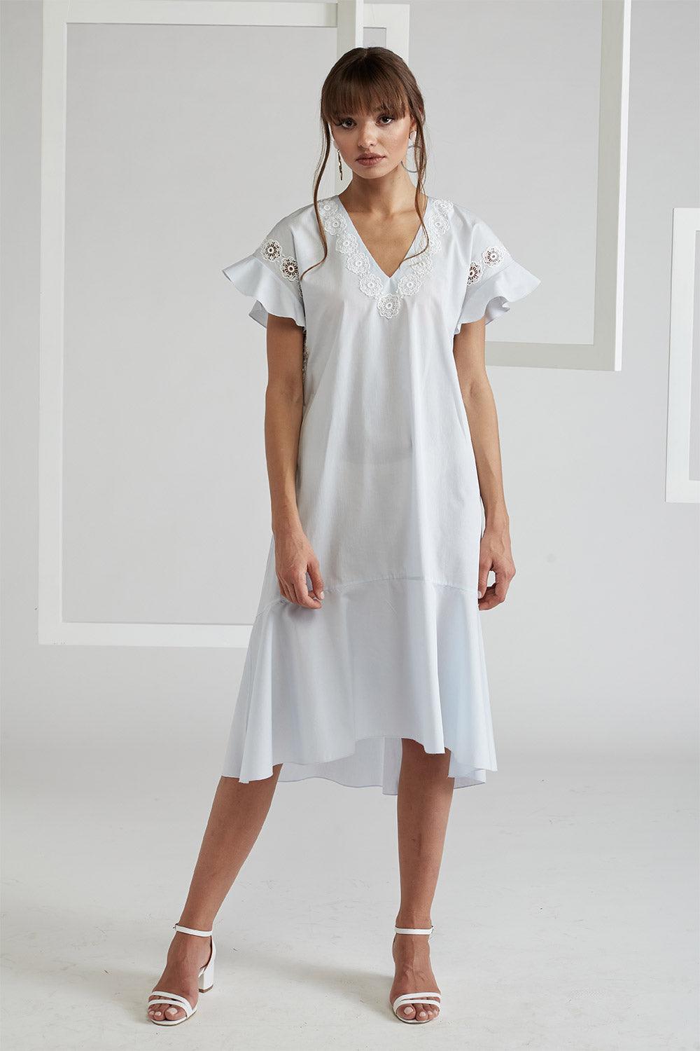 Cotton Poplin Dress Light Blue - Miss Bocan - Bocan
