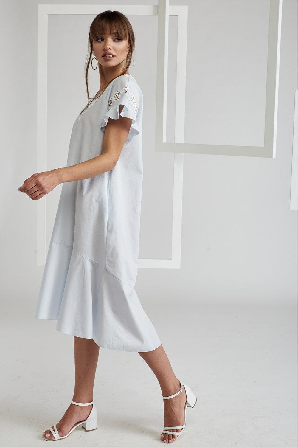 Cotton Poplin Dress Light Blue - Miss Bocan - Bocan