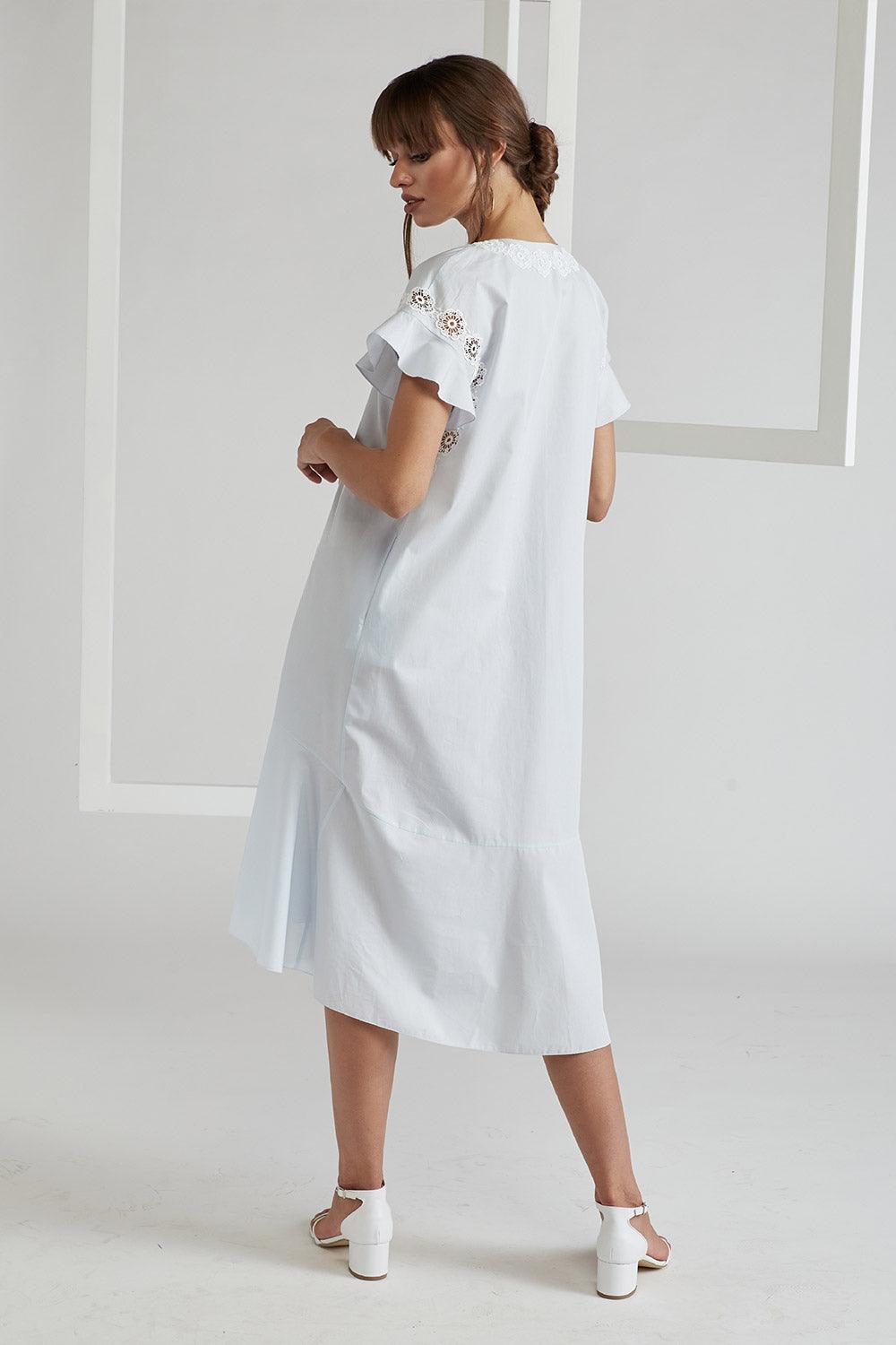 Cotton Poplin Dress Light Blue - Miss Bocan - Bocan