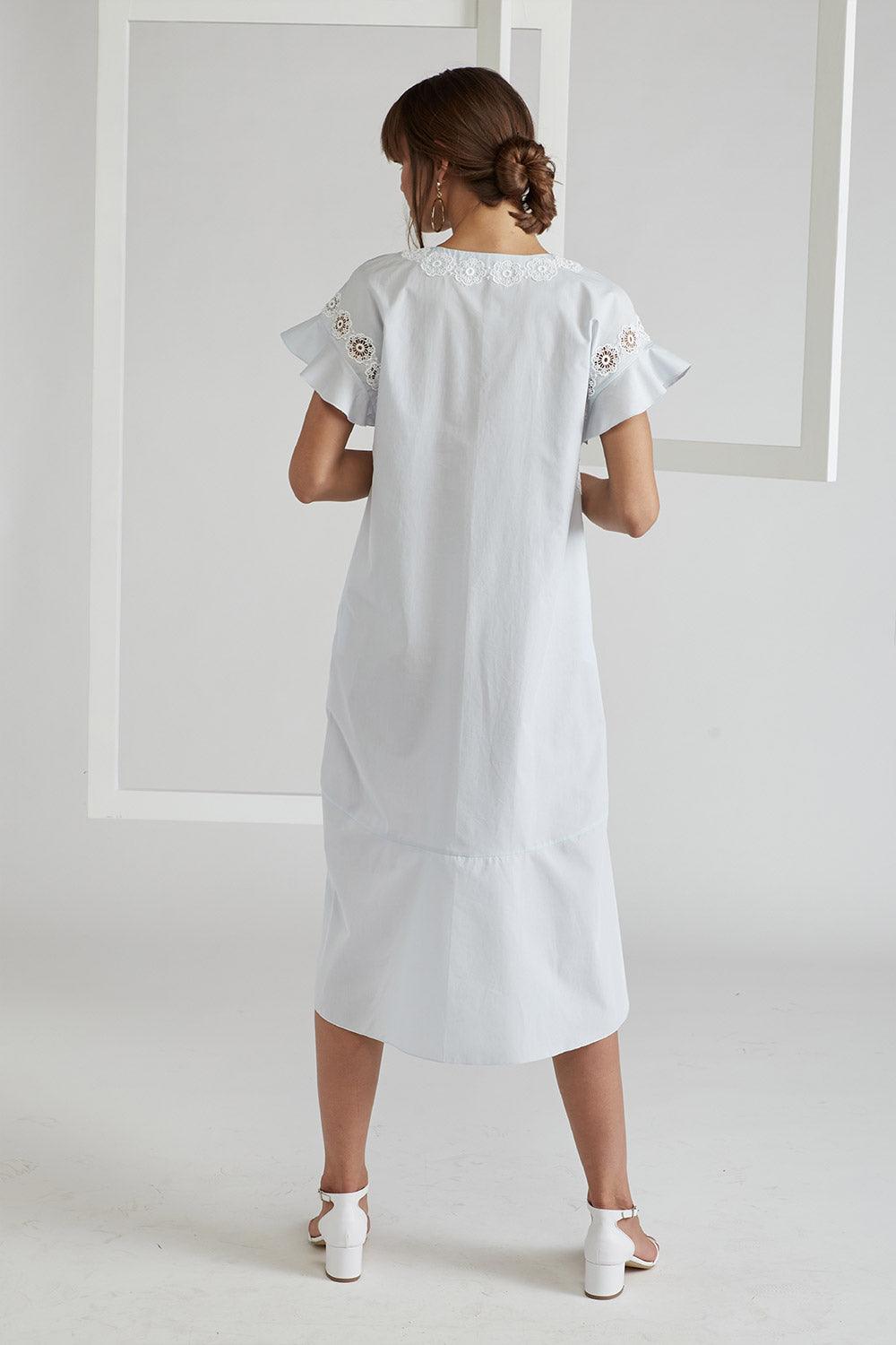 Cotton Poplin Dress Light Blue - Miss Bocan - Bocan