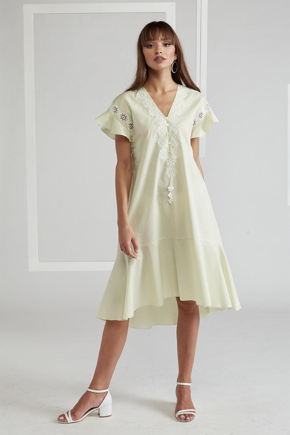 Cotton Poplin Dress Nile Green - Miss Bocan - Bocan