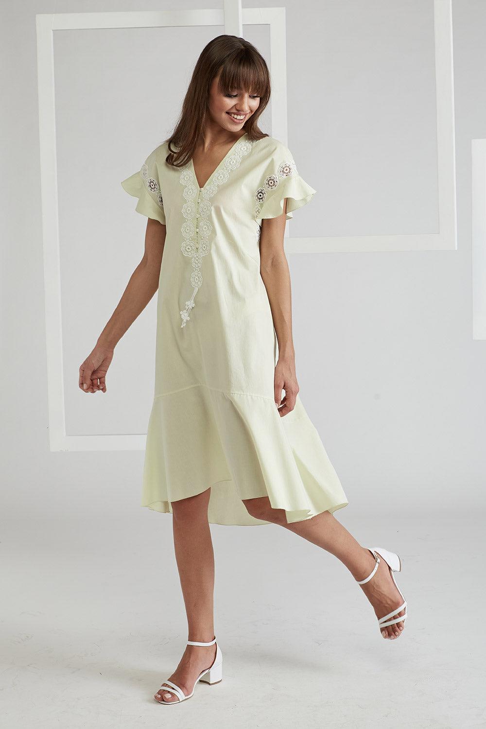 Cotton Poplin Dress Nile Green - Miss Bocan - Bocan