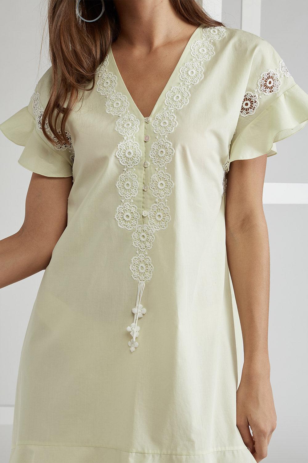 Cotton Poplin Dress Nile Green - Miss Bocan - Bocan
