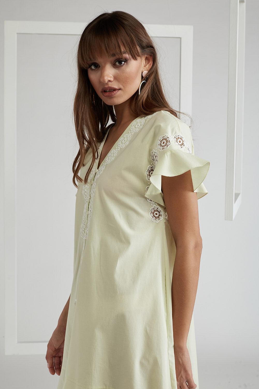 Cotton Poplin Dress Nile Green - Miss Bocan - Bocan