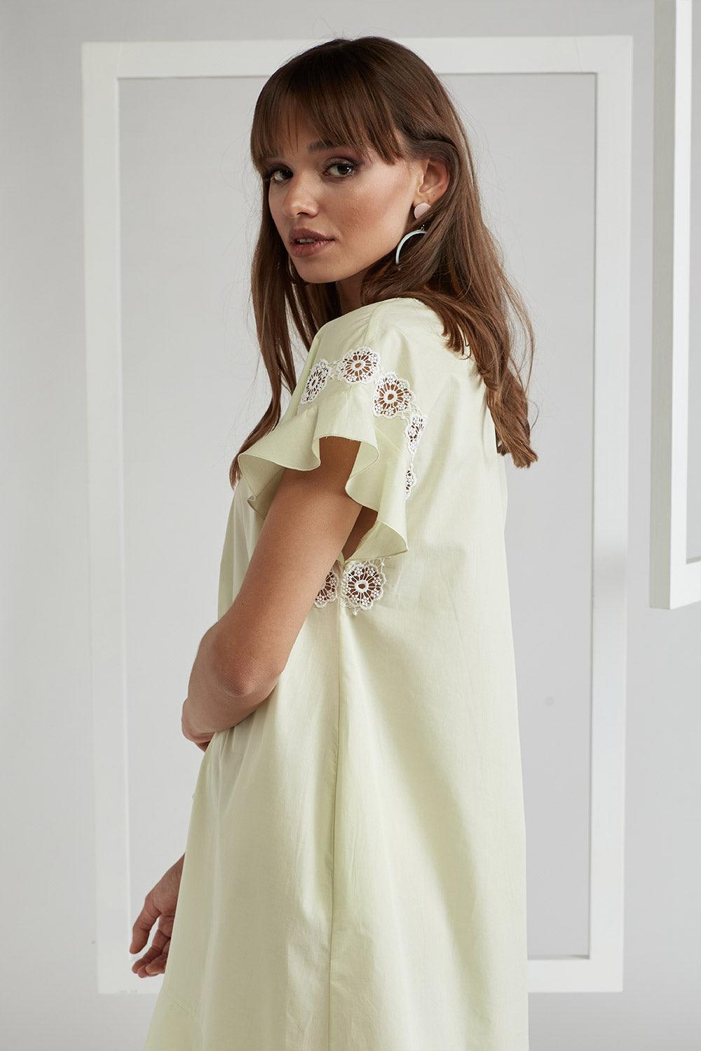 Cotton Poplin Dress Nile Green - Miss Bocan - Bocan