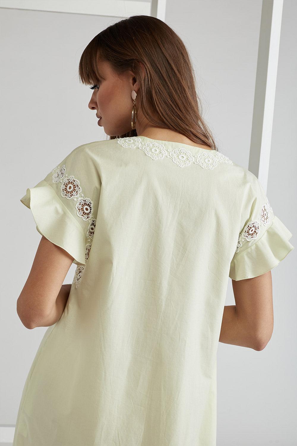 Cotton Poplin Dress Nile Green - Miss Bocan - Bocan