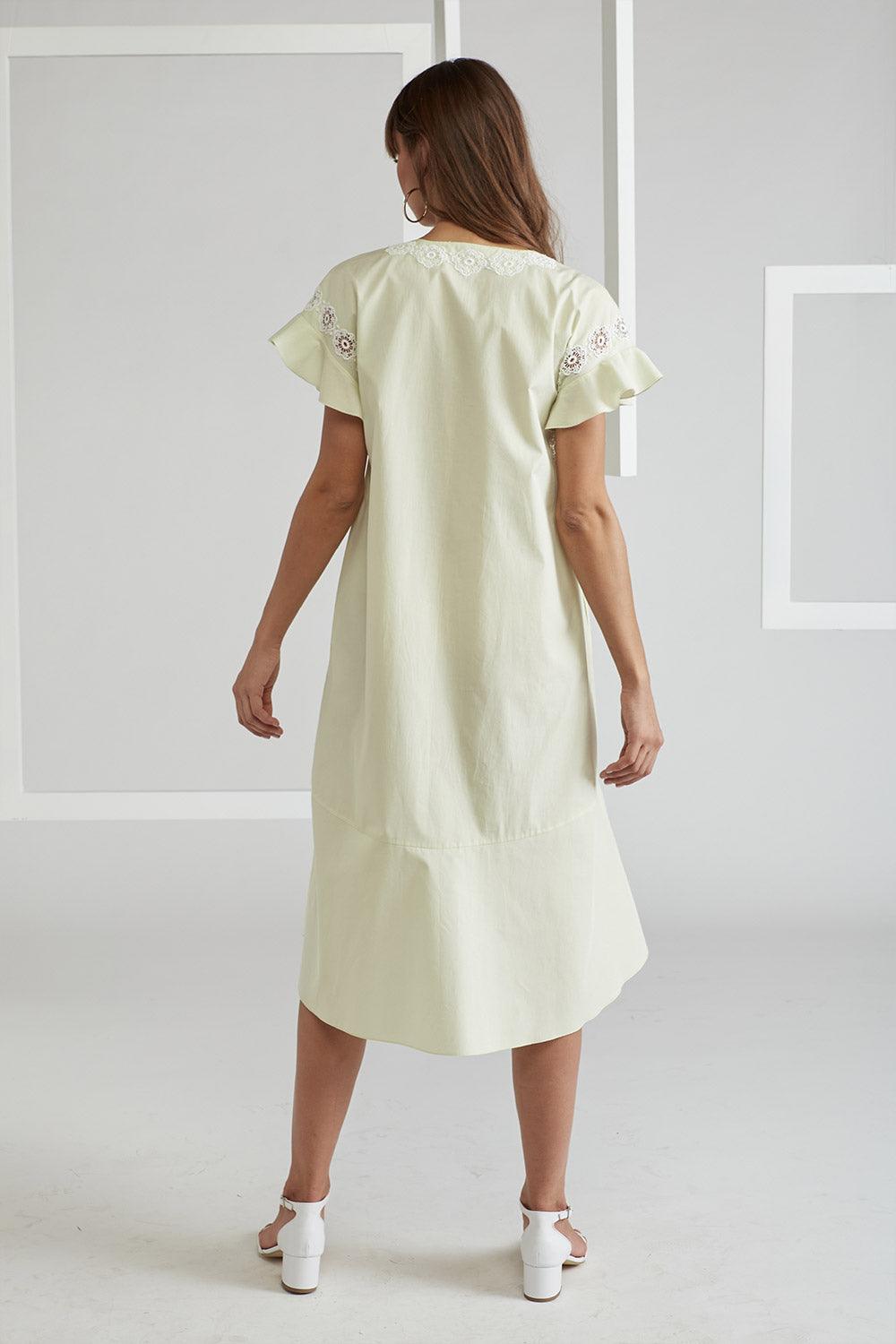 Cotton Poplin Dress Nile Green - Miss Bocan - Bocan