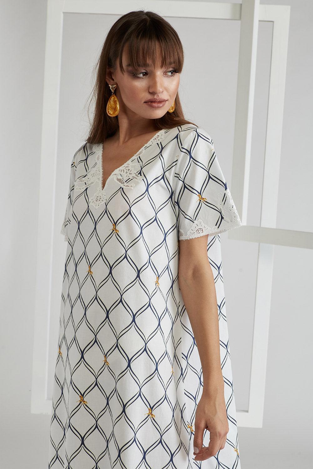 Cotton Poplin Dress Off White - Royal Bee - Bocan