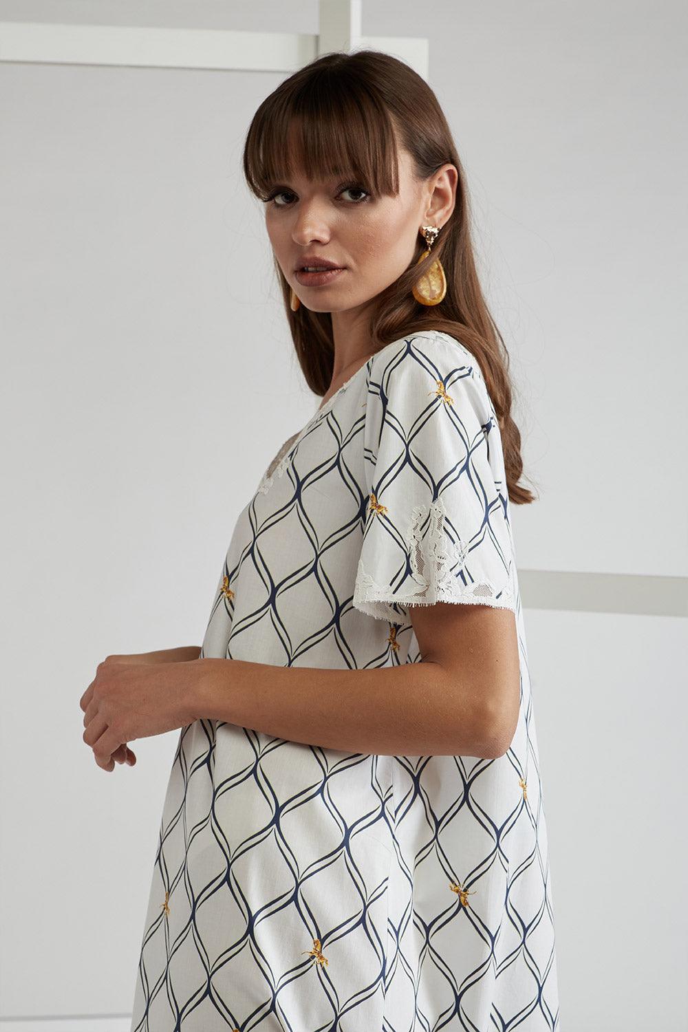 Cotton Poplin Dress Off White - Royal Bee - Bocan