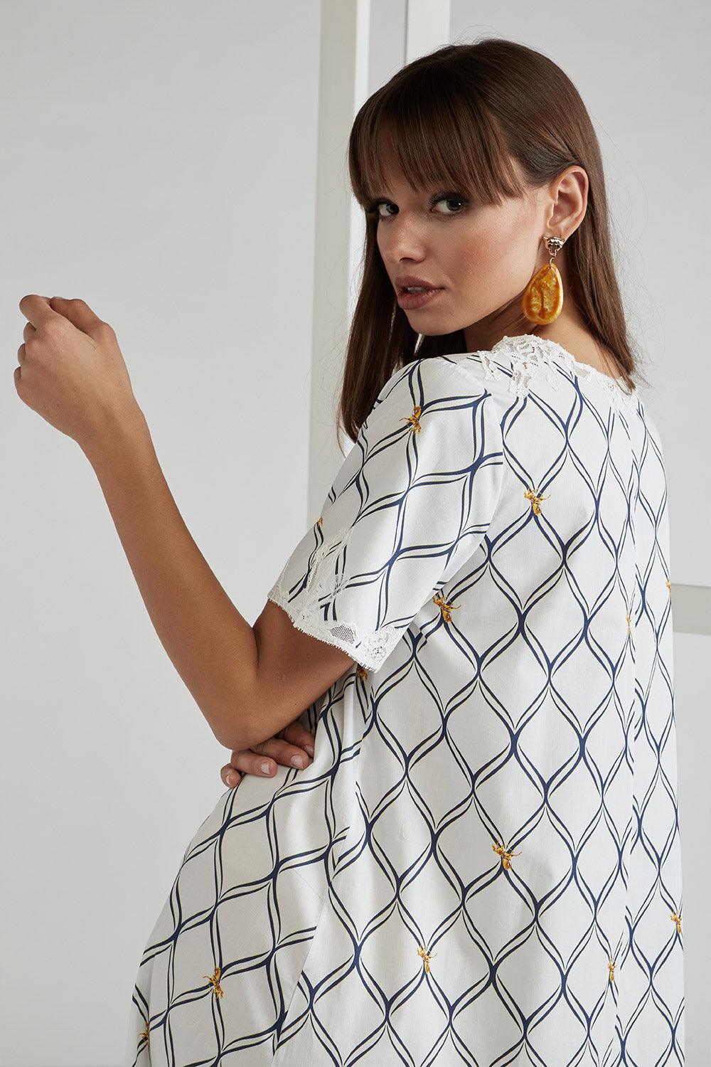 Cotton Poplin Dress Off White - Royal Bee - Bocan