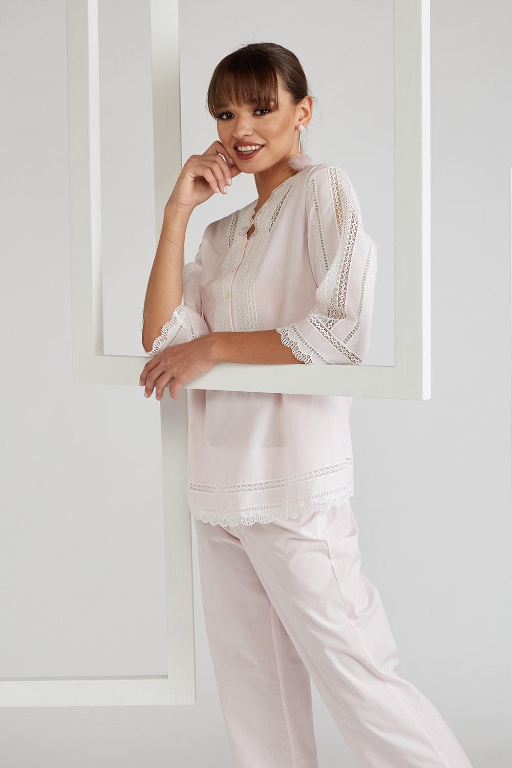 Cotton Pyjama Set Light Pink - Miss Sheer - Bocan