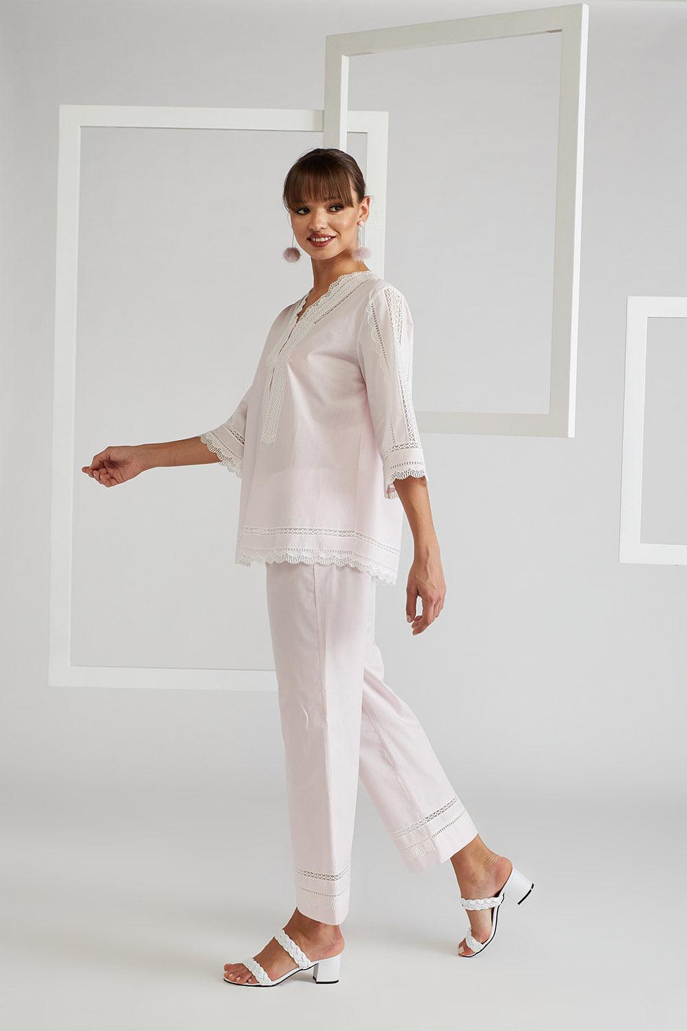 Cotton Pyjama Set Light Pink - Miss Sheer - Bocan