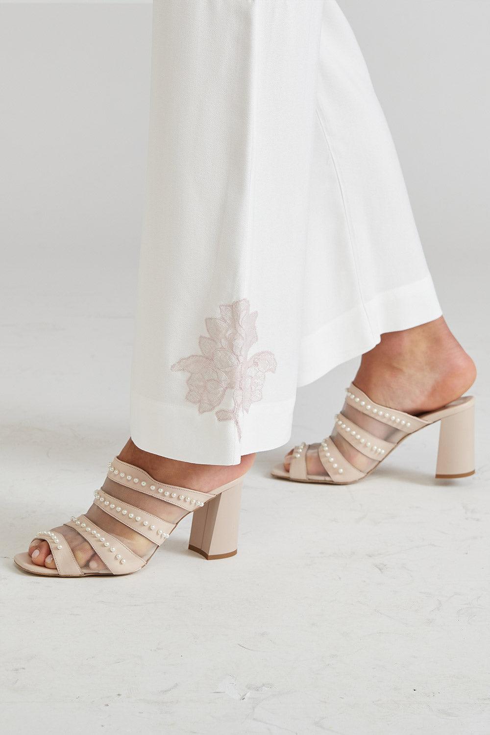 Cotton Pyjama Set Powder Off White- Big Rose - Bocan