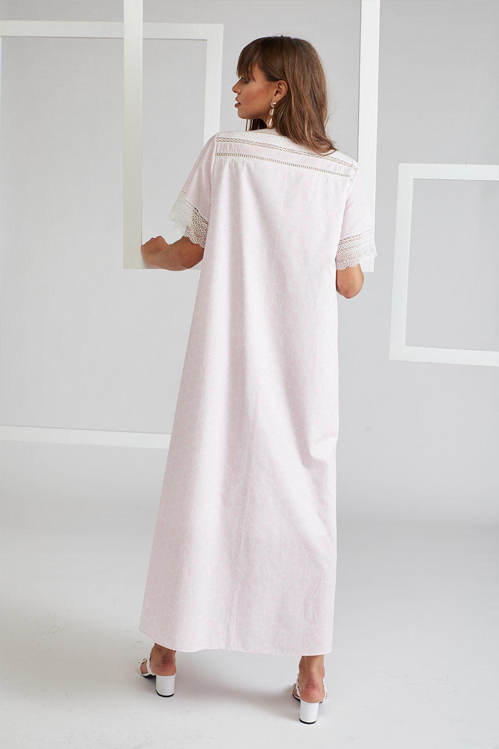 Cotton Voile Dress Baby Pink Printed - Miss Poe - Bocan