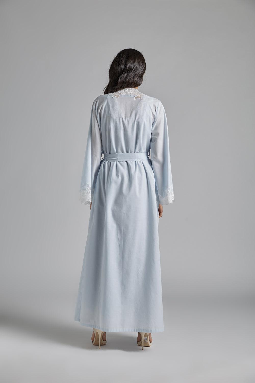 Cotton Vual Baby Blue Robe Set - Reina - Bocan