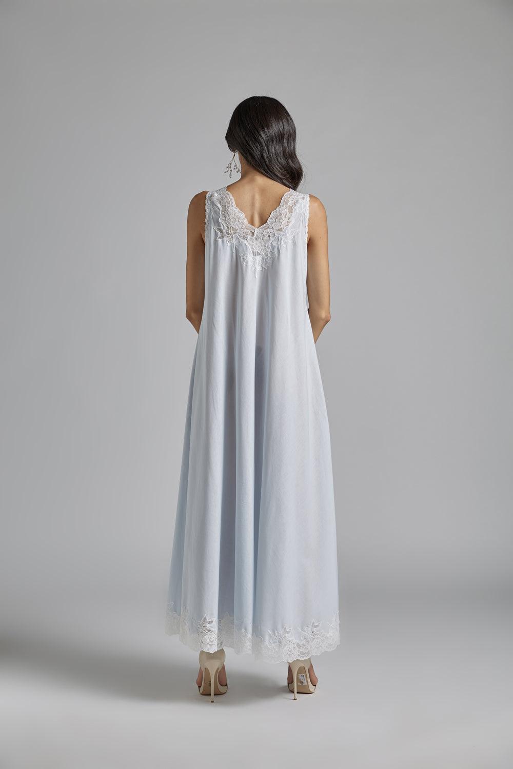 Cotton Vual Baby Blue Robe Set - Reina - Bocan