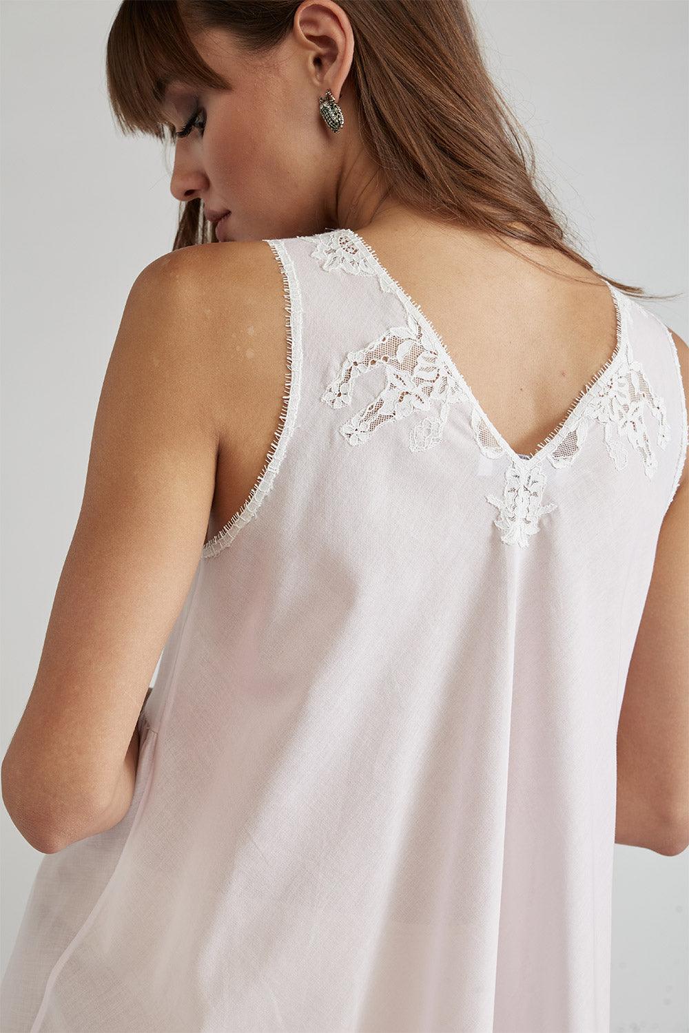 Cotton Vual Robe & Cotton Vual Nightie Light Pink - Bloom (Ecru) - Bocan