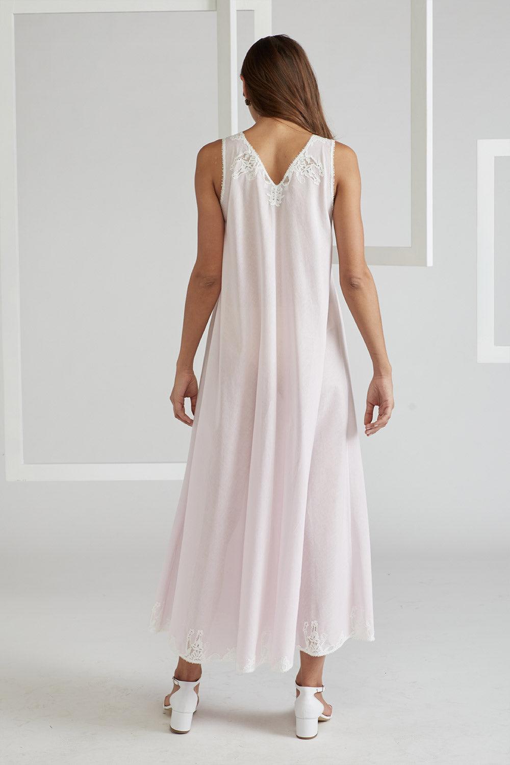 Cotton Vual Robe & Cotton Vual Nightie Light Pink - Bloom (Ecru) - Bocan