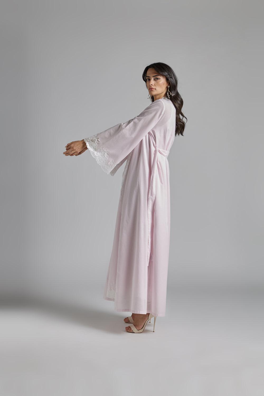 Cotton Vual Robe Set Baby Pink - Reina - Bocan