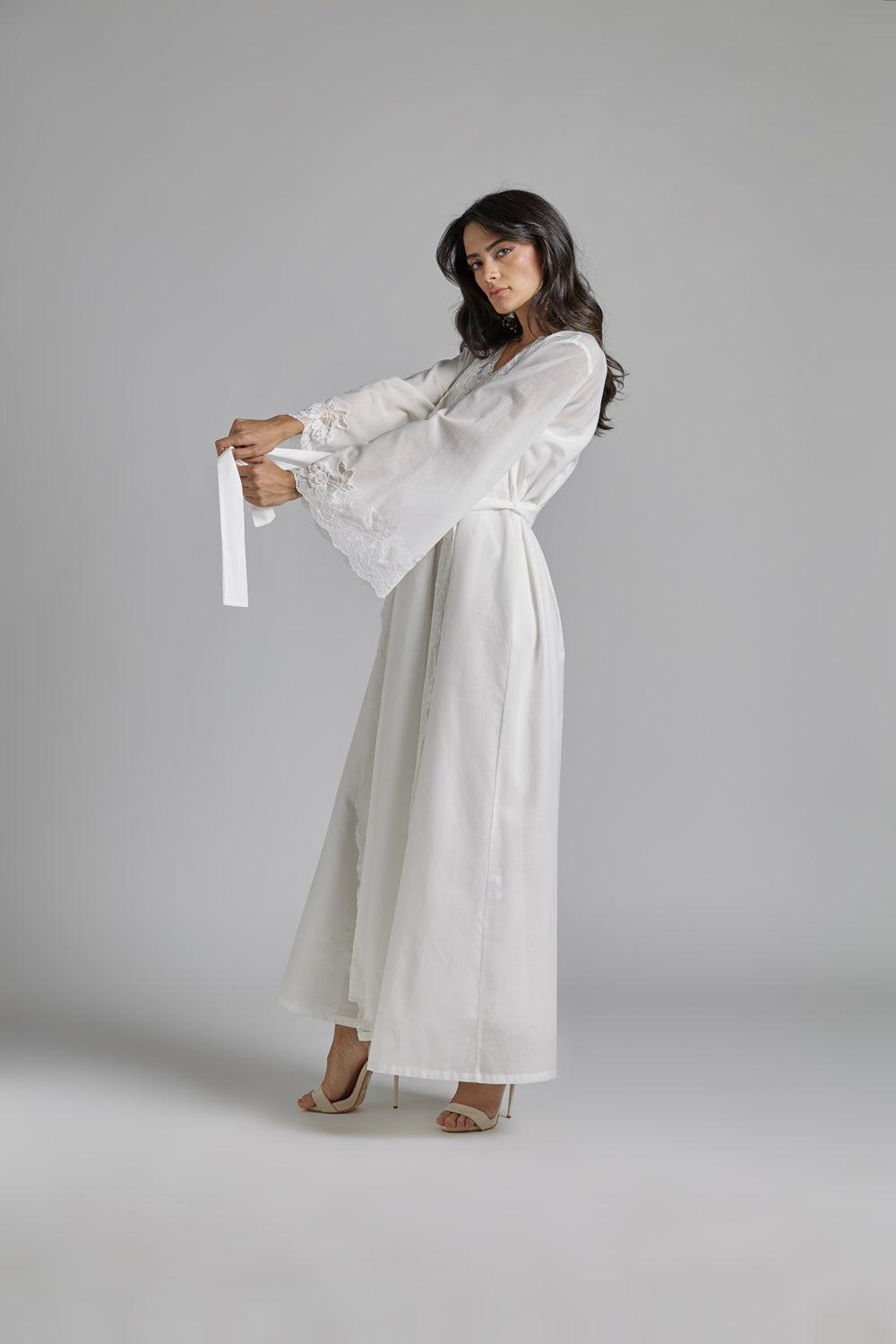 Cotton Vual Robe Set Off White - Reina - Bocan