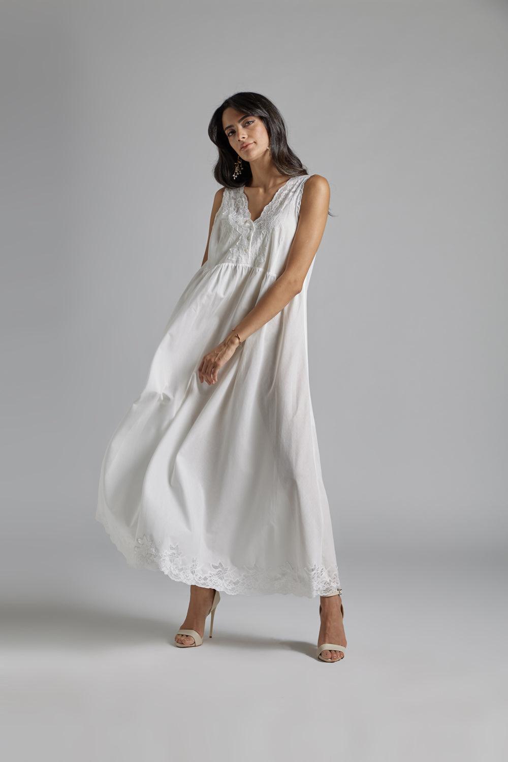 Cotton Vual Robe Set Off White - Reina - Bocan