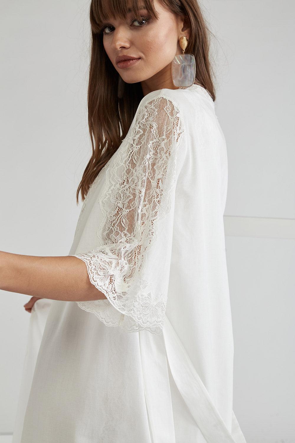 Cotton Vual Robe Set Off White - Sheila - Bocan